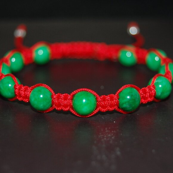 Jade Bracelet,Jade Shamballa Style Bracelet,Green Jade Bracelet - Picture 1 of 2